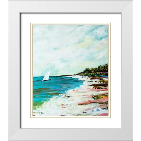 Beach Surf I White Modern Wood Framed Art Print with Double Matting by Fields, Karen