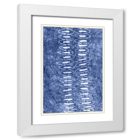 Indigo Primitive Patterns II White Modern Wood Framed Art Print with Double Matting by Stramel, Renee W.