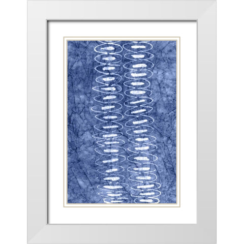 Indigo Primitive Patterns II White Modern Wood Framed Art Print with Double Matting by Stramel, Renee W.