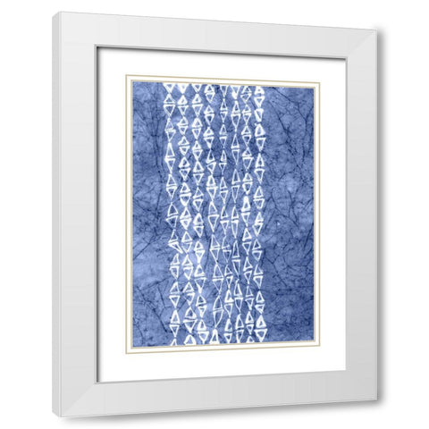 Indigo Primitive Patterns III White Modern Wood Framed Art Print with Double Matting by Stramel, Renee W.