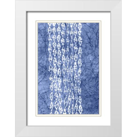Indigo Primitive Patterns III White Modern Wood Framed Art Print with Double Matting by Stramel, Renee W.