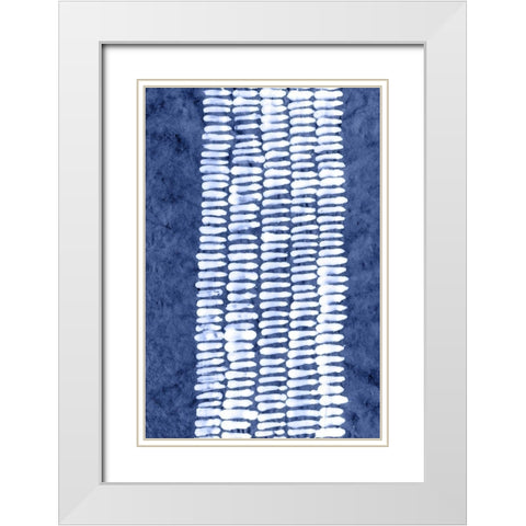 Indigo Primitive Patterns VII White Modern Wood Framed Art Print with Double Matting by Stramel, Renee W.
