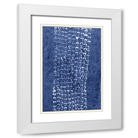 Indigo Primitive Patterns IX White Modern Wood Framed Art Print with Double Matting by Stramel, Renee W.