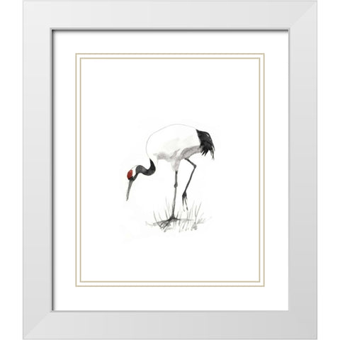 Japanese Cranes II White Modern Wood Framed Art Print with Double Matting by McCavitt, Naomi