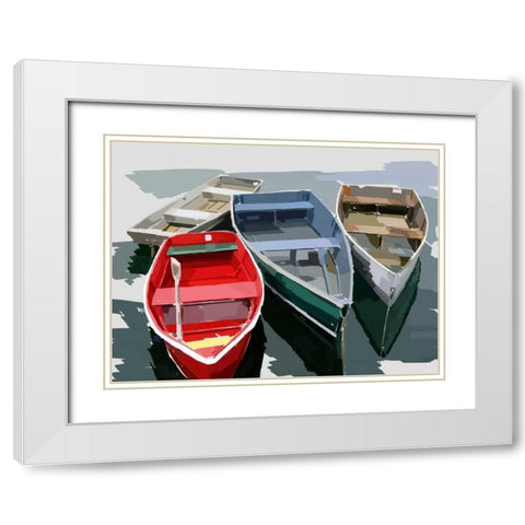 Bold Boats I White Modern Wood Framed Art Print with Double Matting by Kalina, Emily