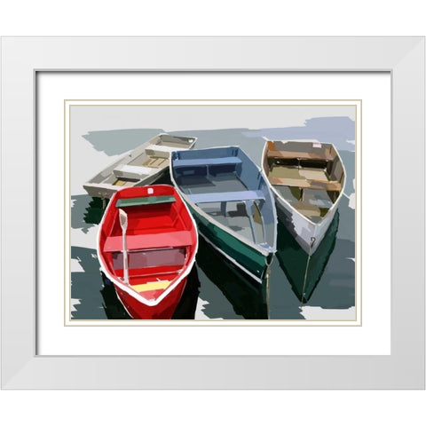 Bold Boats I White Modern Wood Framed Art Print with Double Matting by Kalina, Emily