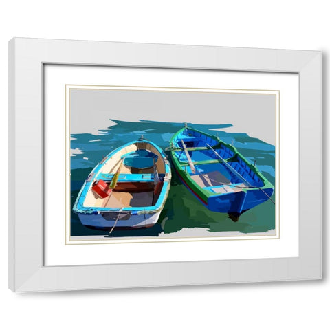 Bold Boats III White Modern Wood Framed Art Print with Double Matting by Kalina, Emily