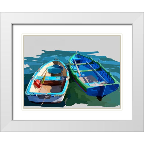 Bold Boats III White Modern Wood Framed Art Print with Double Matting by Kalina, Emily