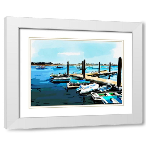 Bold Boats V White Modern Wood Framed Art Print with Double Matting by Kalina, Emily