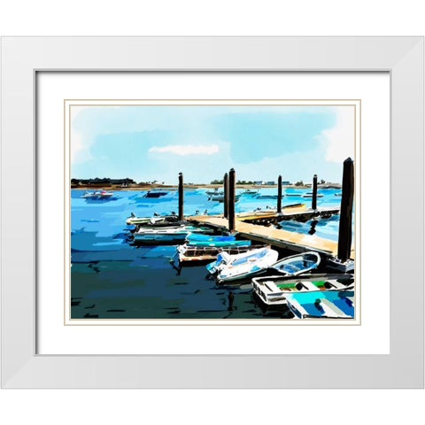 Bold Boats V White Modern Wood Framed Art Print with Double Matting by Kalina, Emily