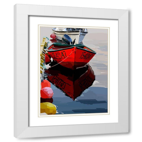 Bold Boats VII White Modern Wood Framed Art Print with Double Matting by Kalina, Emily