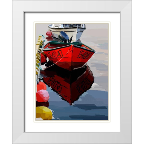 Bold Boats VII White Modern Wood Framed Art Print with Double Matting by Kalina, Emily