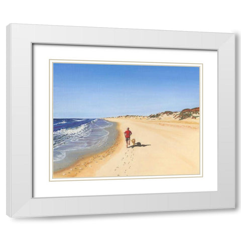 Beach Vacation V White Modern Wood Framed Art Print with Double Matting by Miller, Dianne