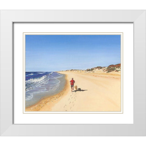 Beach Vacation V White Modern Wood Framed Art Print with Double Matting by Miller, Dianne