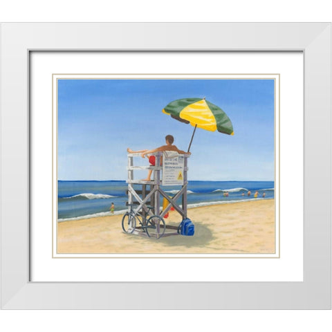 Beach Vacation VII White Modern Wood Framed Art Print with Double Matting by Miller, Dianne