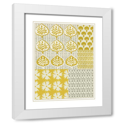 Marigold Patterns I White Modern Wood Framed Art Print with Double Matting by Zarris, Chariklia