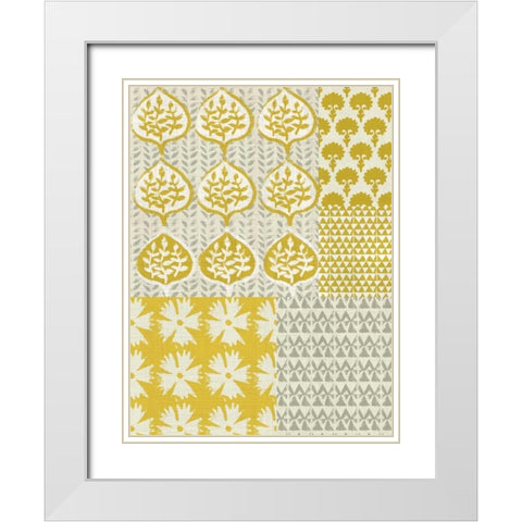 Marigold Patterns I White Modern Wood Framed Art Print with Double Matting by Zarris, Chariklia