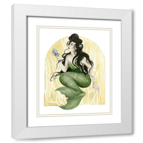 Deco Mermaid I White Modern Wood Framed Art Print with Double Matting by Popp, Grace