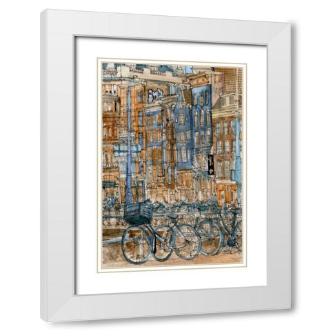 City Scene I White Modern Wood Framed Art Print with Double Matting by Wang, Melissa