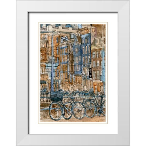 City Scene I White Modern Wood Framed Art Print with Double Matting by Wang, Melissa