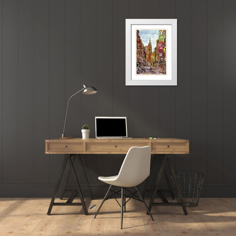 City Scene II White Modern Wood Framed Art Print with Double Matting by Wang, Melissa