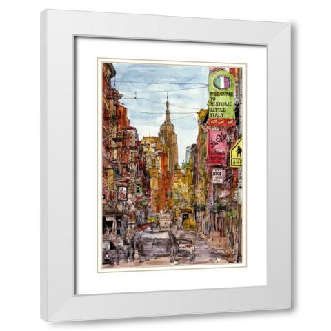 City Scene II White Modern Wood Framed Art Print with Double Matting by Wang, Melissa