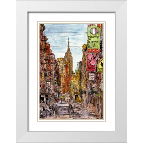 City Scene II White Modern Wood Framed Art Print with Double Matting by Wang, Melissa