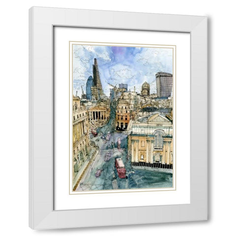 City Scene III White Modern Wood Framed Art Print with Double Matting by Wang, Melissa