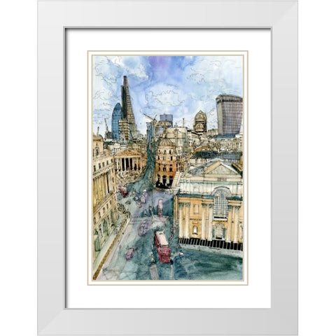 City Scene III White Modern Wood Framed Art Print with Double Matting by Wang, Melissa