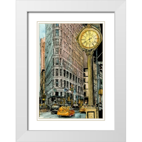 City Scene VII White Modern Wood Framed Art Print with Double Matting by Wang, Melissa