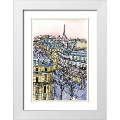 City Scene IX White Modern Wood Framed Art Print with Double Matting by Wang, Melissa