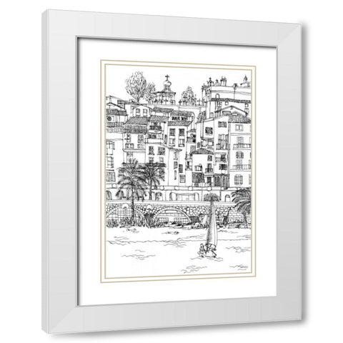 BandW City Scene V White Modern Wood Framed Art Print with Double Matting by Wang, Melissa