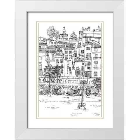 BandW City Scene V White Modern Wood Framed Art Print with Double Matting by Wang, Melissa