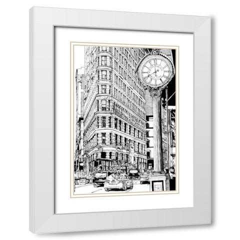 BandW City Scene VII White Modern Wood Framed Art Print with Double Matting by Wang, Melissa