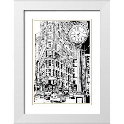 BandW City Scene VII White Modern Wood Framed Art Print with Double Matting by Wang, Melissa