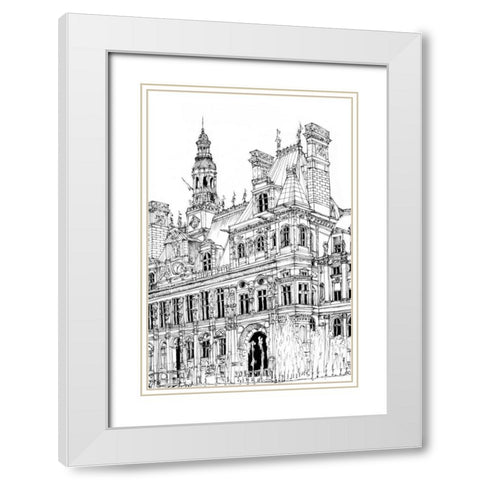 BandW City Scene VIII White Modern Wood Framed Art Print with Double Matting by Wang, Melissa