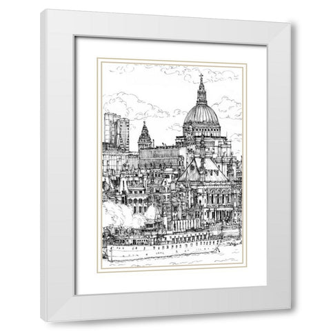 BandW City Scene X White Modern Wood Framed Art Print with Double Matting by Wang, Melissa