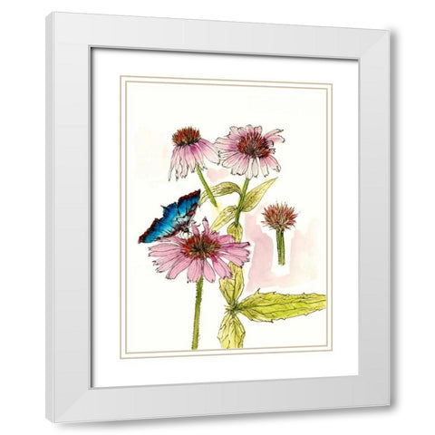 Floral Field Notes II White Modern Wood Framed Art Print with Double Matting by Wang, Melissa