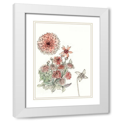 Dahlia Study White Modern Wood Framed Art Print with Double Matting by Wang, Melissa