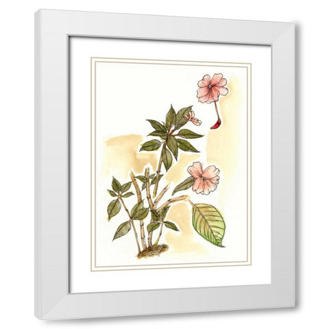 Impatiens Study White Modern Wood Framed Art Print with Double Matting by Wang, Melissa