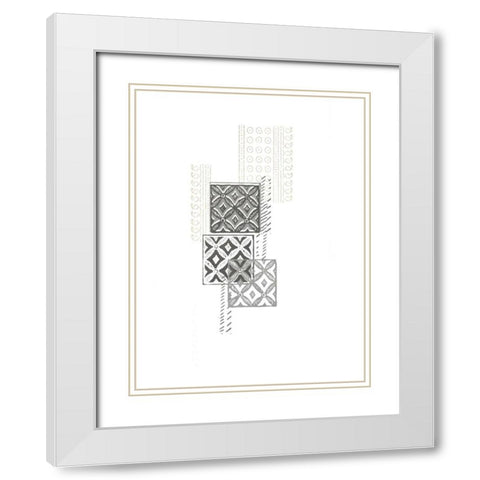 Block Print Composition II White Modern Wood Framed Art Print with Double Matting by Vess, June Erica