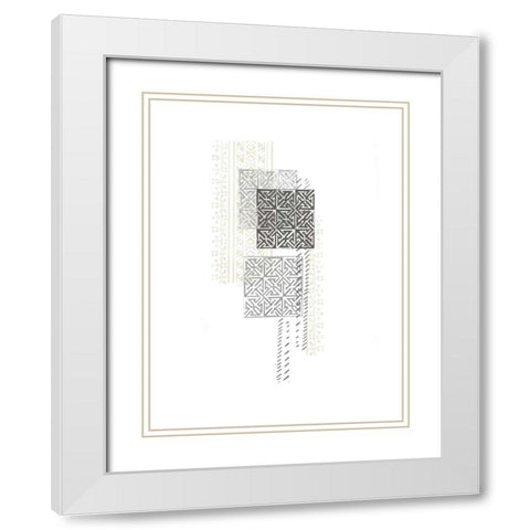 Block Print Composition IV White Modern Wood Framed Art Print with Double Matting by Vess, June Erica