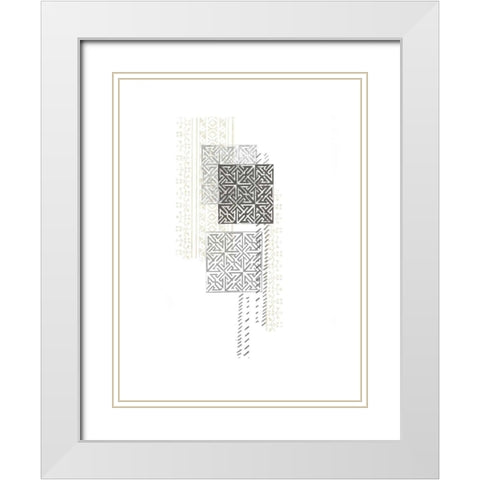 Block Print Composition IV White Modern Wood Framed Art Print with Double Matting by Vess, June Erica