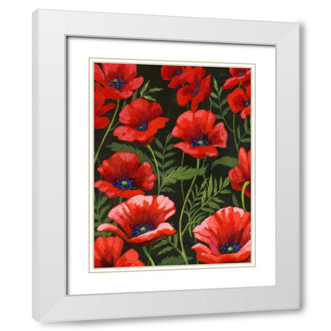 Poppies at Midnight I White Modern Wood Framed Art Print with Double Matting by Popp, Grace