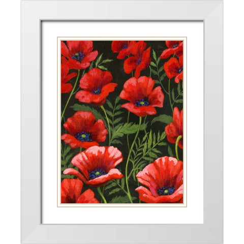 Poppies at Midnight I White Modern Wood Framed Art Print with Double Matting by Popp, Grace