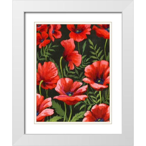 Poppies at Midnight II White Modern Wood Framed Art Print with Double Matting by Popp, Grace