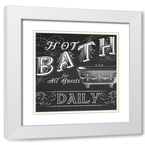 Chalkboard Bath Signs II White Modern Wood Framed Art Print with Double Matting by Vess, June Erica