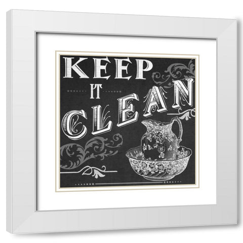 Chalkboard Bath Signs IV White Modern Wood Framed Art Print with Double Matting by Vess, June Erica