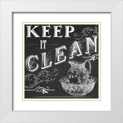 Chalkboard Bath Signs IV White Modern Wood Framed Art Print with Double Matting by Vess, June Erica