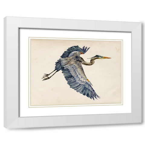 Blue Heron Rendering IV White Modern Wood Framed Art Print with Double Matting by Wang, Melissa